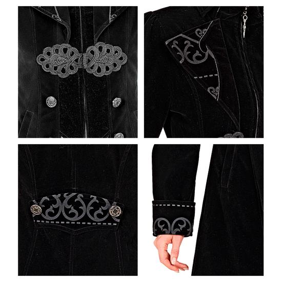 Abrigo gótico para mujer de terciopelo, frac steampunk, para carnaval, Halloween, cosplay Abrigo gótico para mujer de terciopelo, frac steampunk, para carnaval, Halloween, cosplay