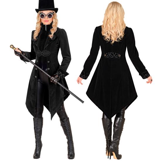 Abrigo gótico para mujer de terciopelo, frac steampunk, para carnaval, Halloween, cosplay Abrigo gótico para mujer de terciopelo, frac steampunk, para carnaval, Halloween, cosplay