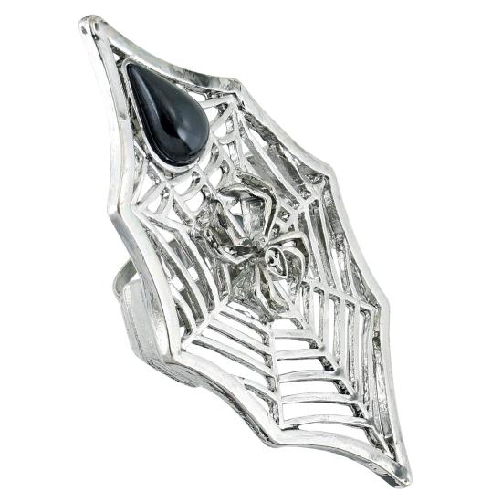 Anillo Gótico Araña y Telaraña  Piedra Negra. Anillo Gótico Araña y Telaraña  Piedra Negra.