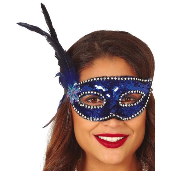 Antifaz azul lentejuelas con pluma Antifaz azul lentejuelas con pluma