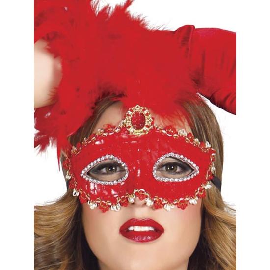 Antifaz color rojo con pluma Antifaz color rojo con pluma