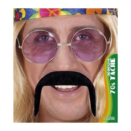 Bigote Negro años 70 con adhesivo. Bigote Negro años 70 con adhesivo.