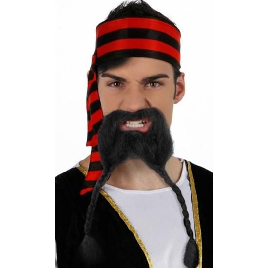 Bigote Negro con trenzas disfraz Bigote Negro con trenzas disfraz
