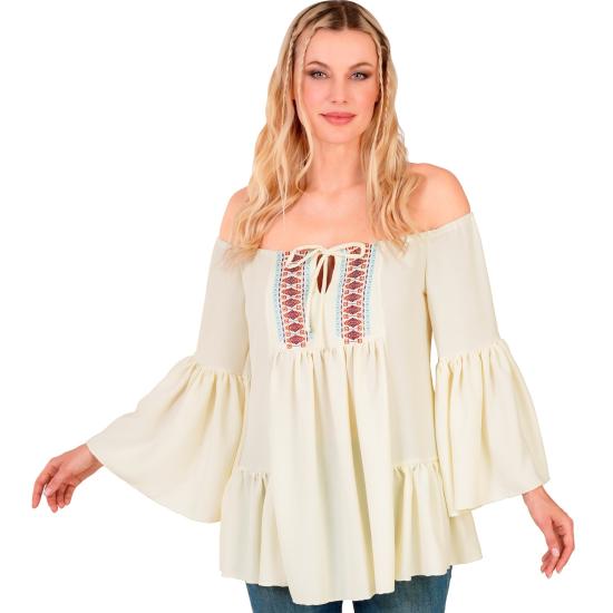 Blusa Hippie con Mangas Acampanadas para Mujer Blusa Hippie con Mangas Acampanadas para Mujer