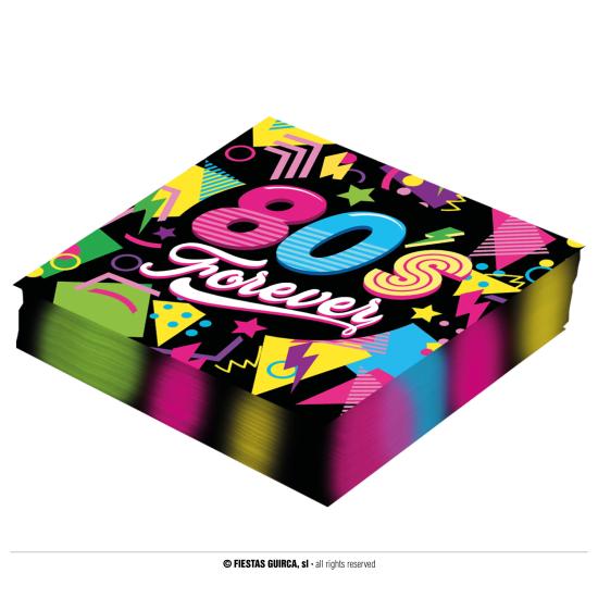 Bolsa 12 servilletas años 80 33 x 33 cms Bolsa 12 servilletas años 80 33 x 33 cms