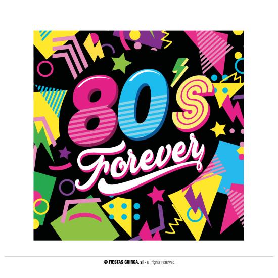 Bolsa 12 servilletas años 80 33 x 33 cms Bolsa 12 servilletas años 80 33 x 33 cms