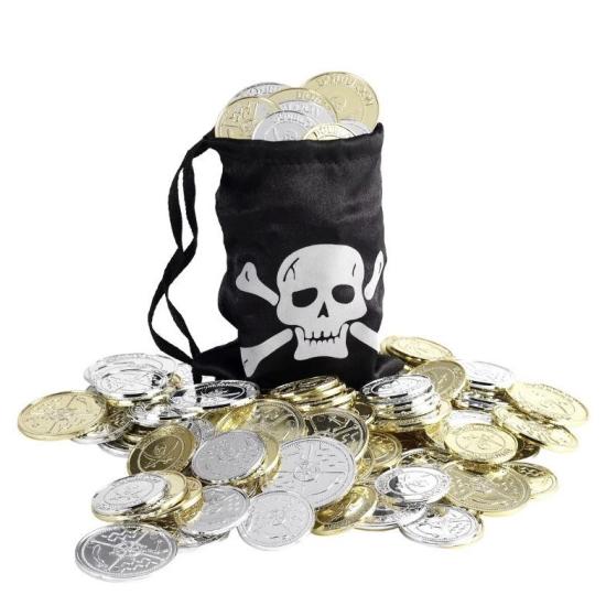 Bolsa de monedas pirata, negro, con monedas Bolsa de monedas pirata, negro, con monedas