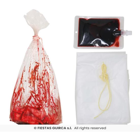 Bolsa ensangrentada con cuerda de 150 cms. Bolsa ensangrentada con cuerda de 150 cms.