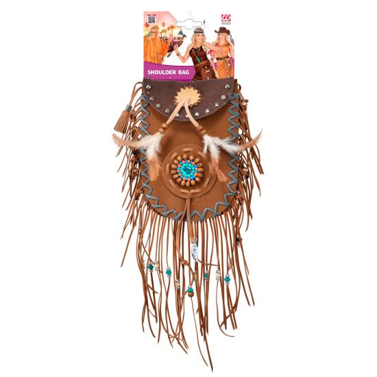 Bolso Indio Marrón con Flecos y Plumas Bolso Indio Marrón con Flecos y Plumas