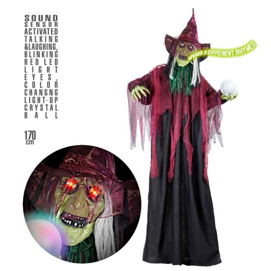Bruja animada parlante con luz 183 cm Bruja animada parlante con luz 183 cm