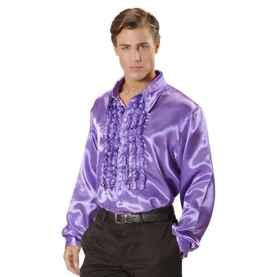 Camisa Disco Violeta Años 70 adulto Camisa Disco Violeta Años 70 adulto