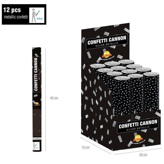 Cañon de Confetti Plata 40 cms Aire Comprimido Cañon de Confetti Plata 40 cms Aire Comprimido