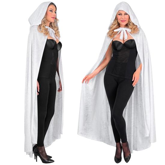 Capa con capucha de terciopelo blanco – 140 cm Capa con capucha de terciopelo blanco – 140 cm