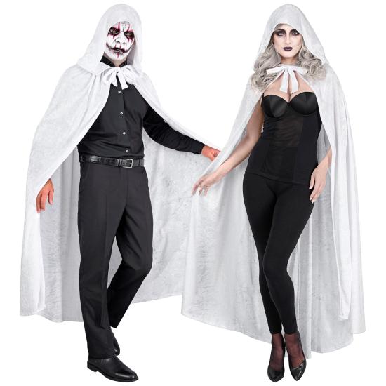 Capa con capucha de terciopelo blanco – 140 cm Capa con capucha de terciopelo blanco – 140 cm