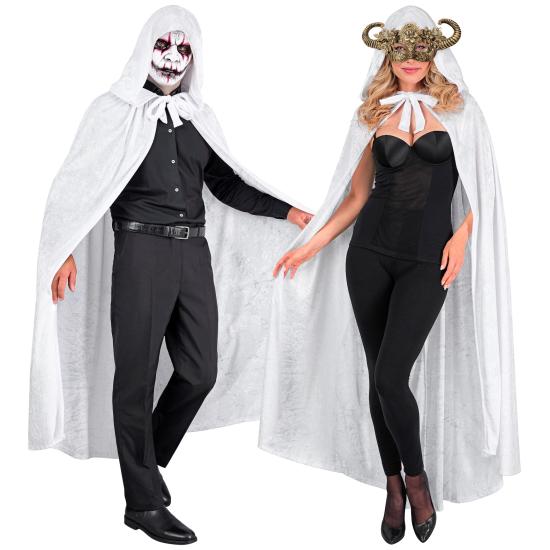 Capa con capucha de terciopelo blanco – 140 cm Capa con capucha de terciopelo blanco – 140 cm