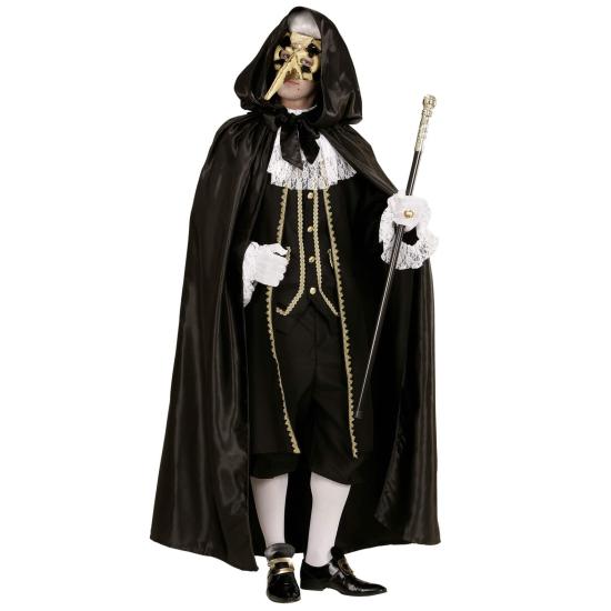 Capa con Capucha Negra Raso 145 cm. Capa con Capucha Negra Raso 145 cm.