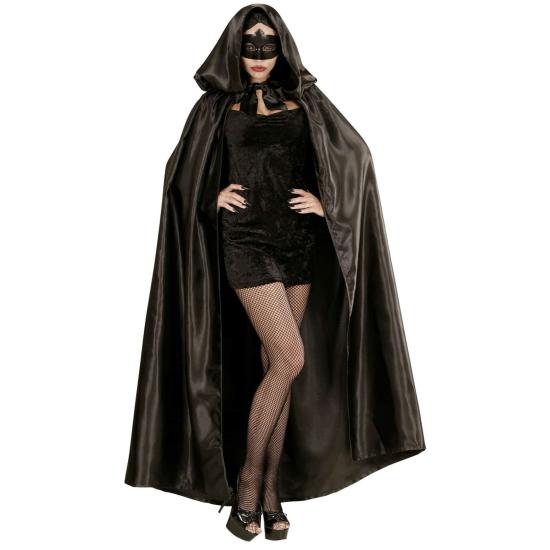 Capa con Capucha Negra Raso 145 cm. Capa con Capucha Negra Raso 145 cm.