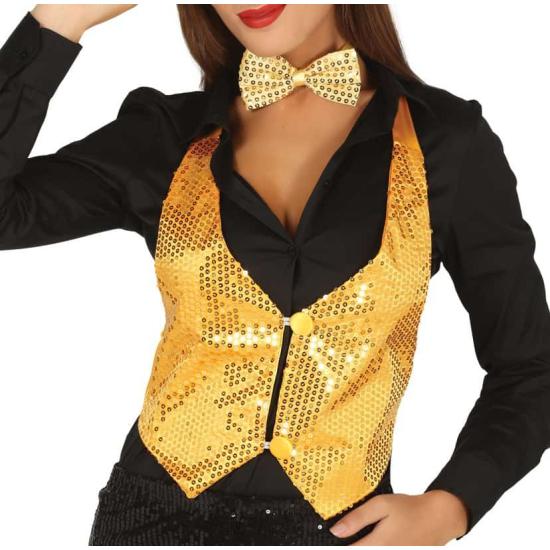 Chaleco Lentejuelas Mujer Oro Talla única. Chaleco Lentejuelas Mujer Oro Talla única.