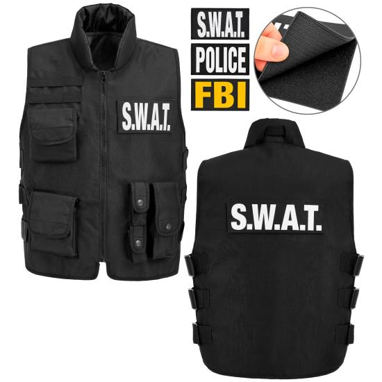 CHALECO TÁCTICO SWAT | FBI | POLICÍA" con 3 insignias extraíbles . CHALECO TÁCTICO SWAT | FBI | POLICÍA" con 3 insignias extraíbles .