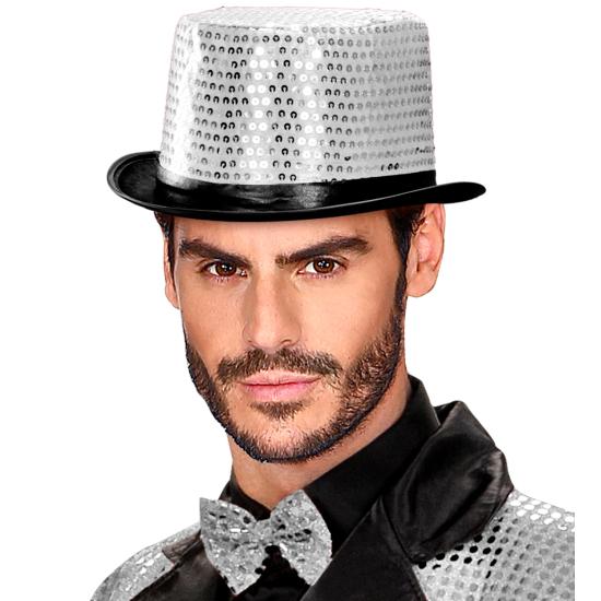 Chistera de color Plata con Lentejuelas para Adulto Chistera de color Plata con Lentejuelas para Adulto