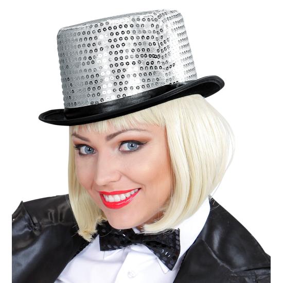 Chistera de color Plata con Lentejuelas para Adulto Chistera de color Plata con Lentejuelas para Adulto
