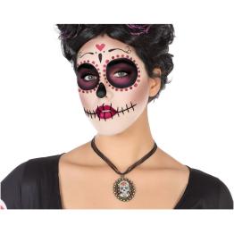 Collar Catrina Día de los Muertos con Medallón de Calavera