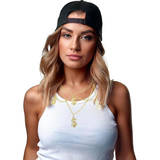 Collar de 4 Dólares Dorado – Accesorio de Joyería para Disfraces de Gánster, Mafioso y Estilo Hip Hop Collar de 4 Dólares Dorado – Accesorio de Joyería para Disfraces de Gánster, Mafioso y Estilo Hip Hop