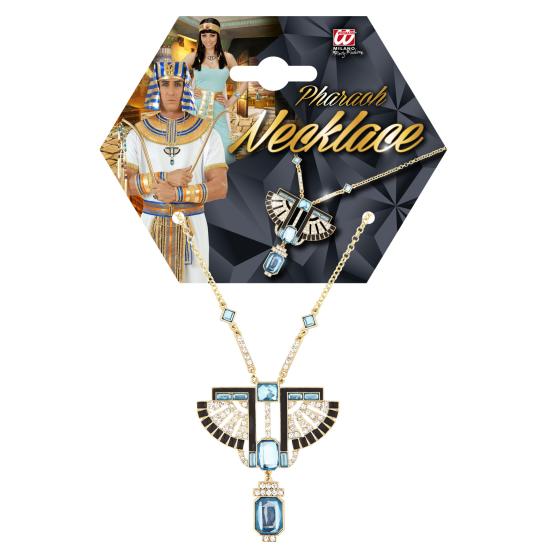 Collar de faraón dorado con piedras azules – Accesorio egipcio para disfraz Collar de faraón dorado con piedras azules – Accesorio egipcio para disfraz