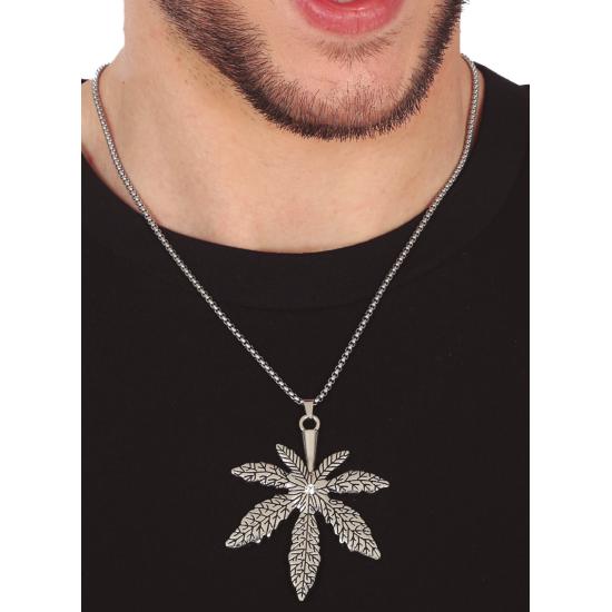 Collar metálico con hoja Marihuana Collar metálico con hoja Marihuana