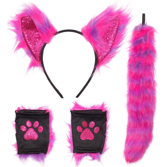 Disfraz Accesorios Gato Cheshire Neon – Orejas, Cola y Guantes Disfraz Accesorios Gato Cheshire Neon – Orejas, Cola y Guantes
