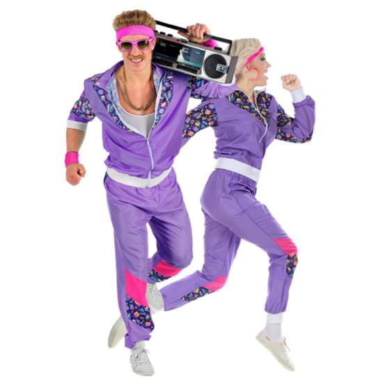 Disfraz Chándal de Táctel Morado Años 80 para Adulto Disfraz Chándal de Táctel Morado Años 80 para Adulto