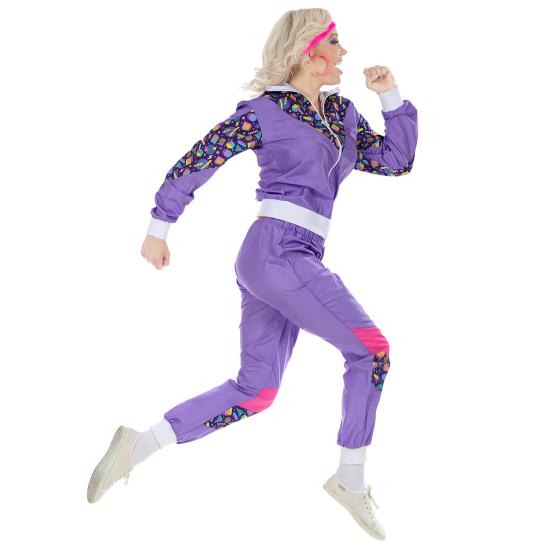 Disfraz Chándal de Táctel Morado Años 80 para Adulto Disfraz Chándal de Táctel Morado Años 80 para Adulto