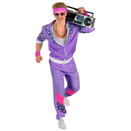 Disfraz Chándal de Táctel Morado Años 80 para Adulto Disfraz Chándal de Táctel Morado Años 80 para Adulto