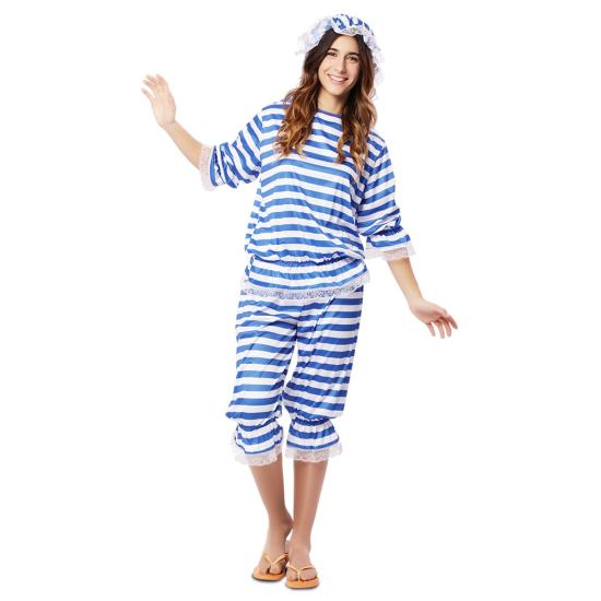 Disfraz  de Bañista Chica años 20 Adulta Azul Disfraz  de Bañista Chica años 20 Adulta Azul