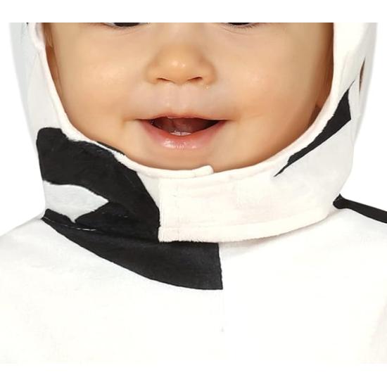 Disfraz de Bebé Vaca - Mono Blanco y Negro con Capucha para Bebé ** Disfraz de Bebé Vaca - Mono Blanco y Negro con Capucha para Bebé **