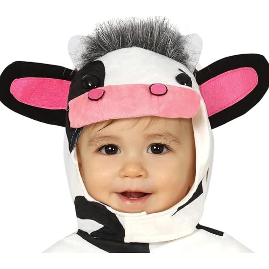 Disfraz de Bebé Vaca - Mono Blanco y Negro con Capucha para Bebé ** Disfraz de Bebé Vaca - Mono Blanco y Negro con Capucha para Bebé **