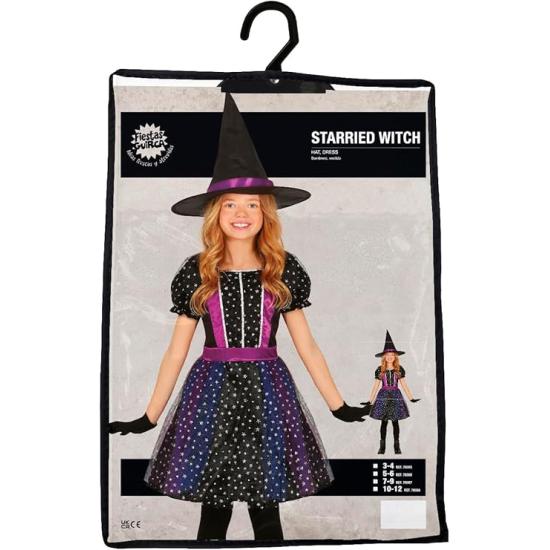 Disfraz de Bruja Estrellas con Purpurina para Niña (Sombrero + Vestido) Disfraz de Bruja Estrellas con Purpurina para Niña (Sombrero + Vestido)