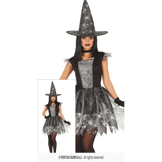 Disfraz de Bruja Telaraña Plateada – Vestido con Sombrero – Disfraz de Halloween para Mujer Disfraz de Bruja Telaraña Plateada – Vestido con Sombrero – Disfraz de Halloween para Mujer