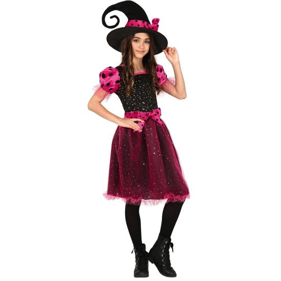 Disfraz de Bruja Vintage Rosa para Niña Disfraz de Bruja Vintage Rosa para Niña