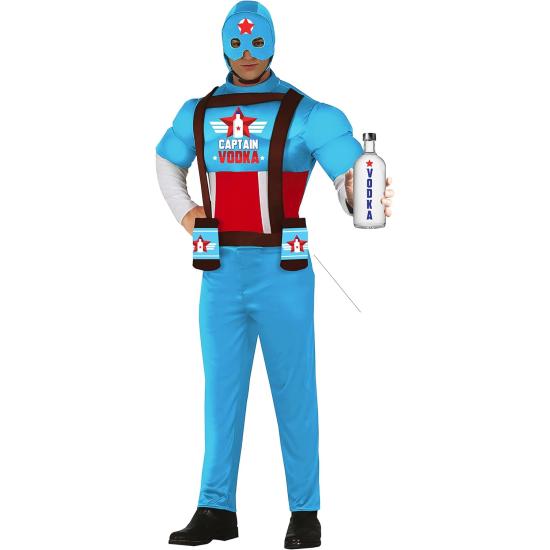 Disfraz de Capitán Vodka - Disfraz Divertido de Superhéroe Musculoso con Sujeta Cervezas para Hombre Adulto ** Disfraz de Capitán Vodka - Disfraz Divertido de Superhéroe Musculoso con Sujeta Cervezas para Hombre Adulto **