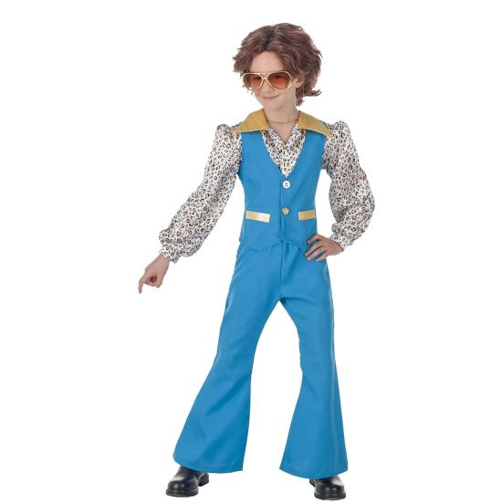 Disfraz de Chica Disco Años 70 Azul para Niño Disfraz de Chica Disco Años 70 Azul para Niño