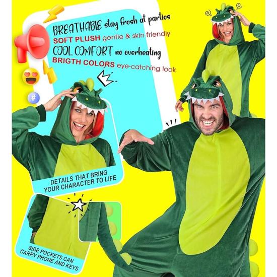 Disfraz de Dinosaurio Pijama Unisex para Adultos