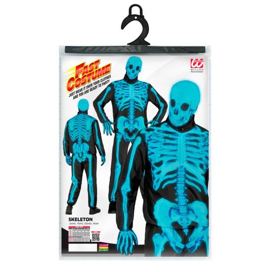 Disfraz de Esqueleto "Fast Costume" – Adulto Fluorescente Azul Disfraz de Esqueleto "Fast Costume" – Adulto Fluorescente Azul
