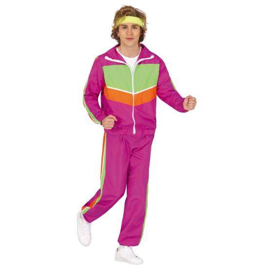 Disfraz de gimnasta de los 80 fucsia para hombre Disfraz de gimnasta de los 80 fucsia para hombre