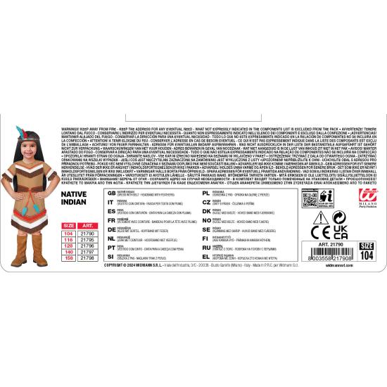 Disfraz de Indio Nativo para Niña – Vestido con Cinturón y Diadema con Plumas Disfraz de Indio Nativo para Niña – Vestido con Cinturón y Diadema con Plumas