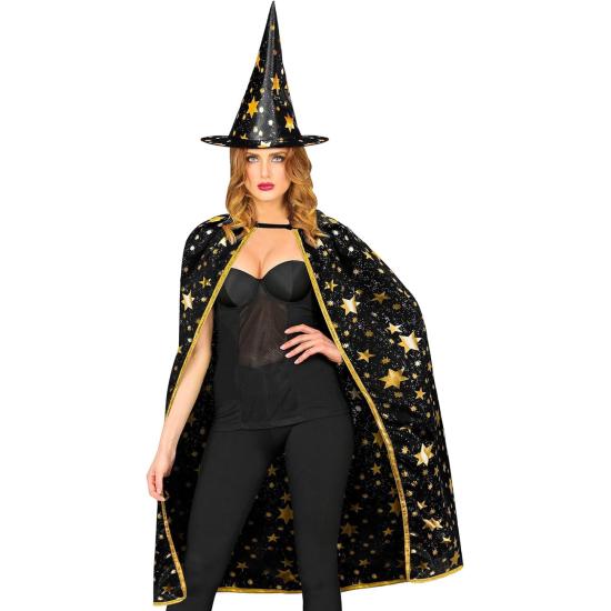 Disfraz de Mago para Adulto – Capa con Sombrero Estrellado (85 cm)  2 Colores Disfraz de Mago para Adulto – Capa con Sombrero Estrellado (85 cm)  2 Colores