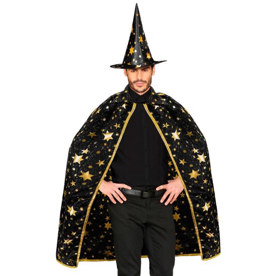 Disfraz de Mago para Adulto – Capa con Sombrero Estrellado (85 cm)  2 Colores Disfraz de Mago para Adulto – Capa con Sombrero Estrellado (85 cm)  2 Colores