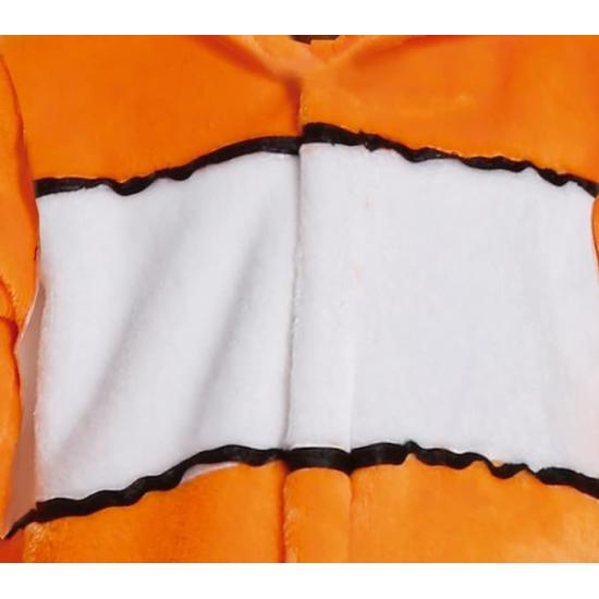 Disfraz de Pequeño Pez Payaso - Mono Rayas Naranja y Blanco y Capucha para Bebé ** Disfraz de Pequeño Pez Payaso - Mono Rayas Naranja y Blanco y Capucha para Bebé **