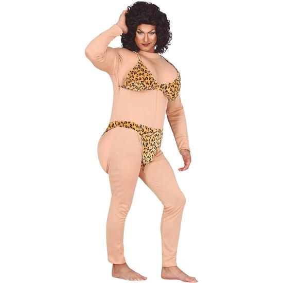 Disfraz Divertido de Miss Bikini Leopardo para Hombre Adulto ** Disfraz Divertido de Miss Bikini Leopardo para Hombre Adulto **