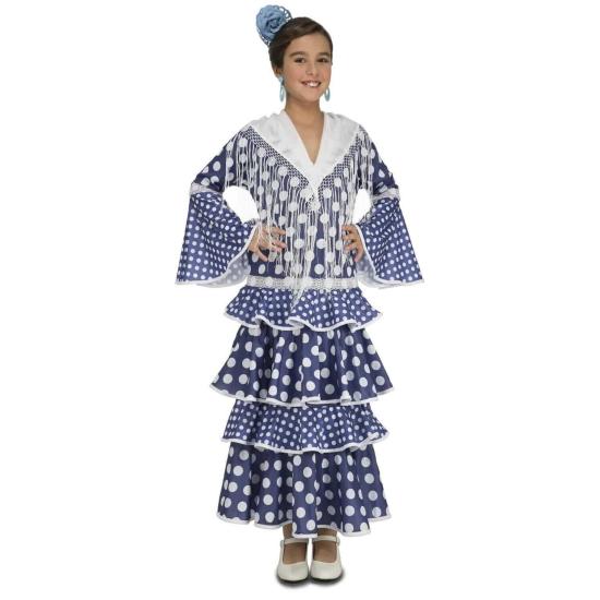 Disfraz Flamenca Sevilla Azul Alvero de Niña Disfraz Flamenca Sevilla Azul Alvero de Niña